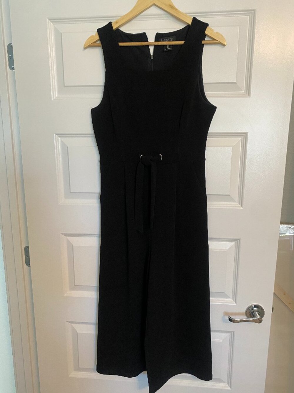 Vintage Rachel Zoe Black Wide Leg Cropped Jumpsuit - Size 8